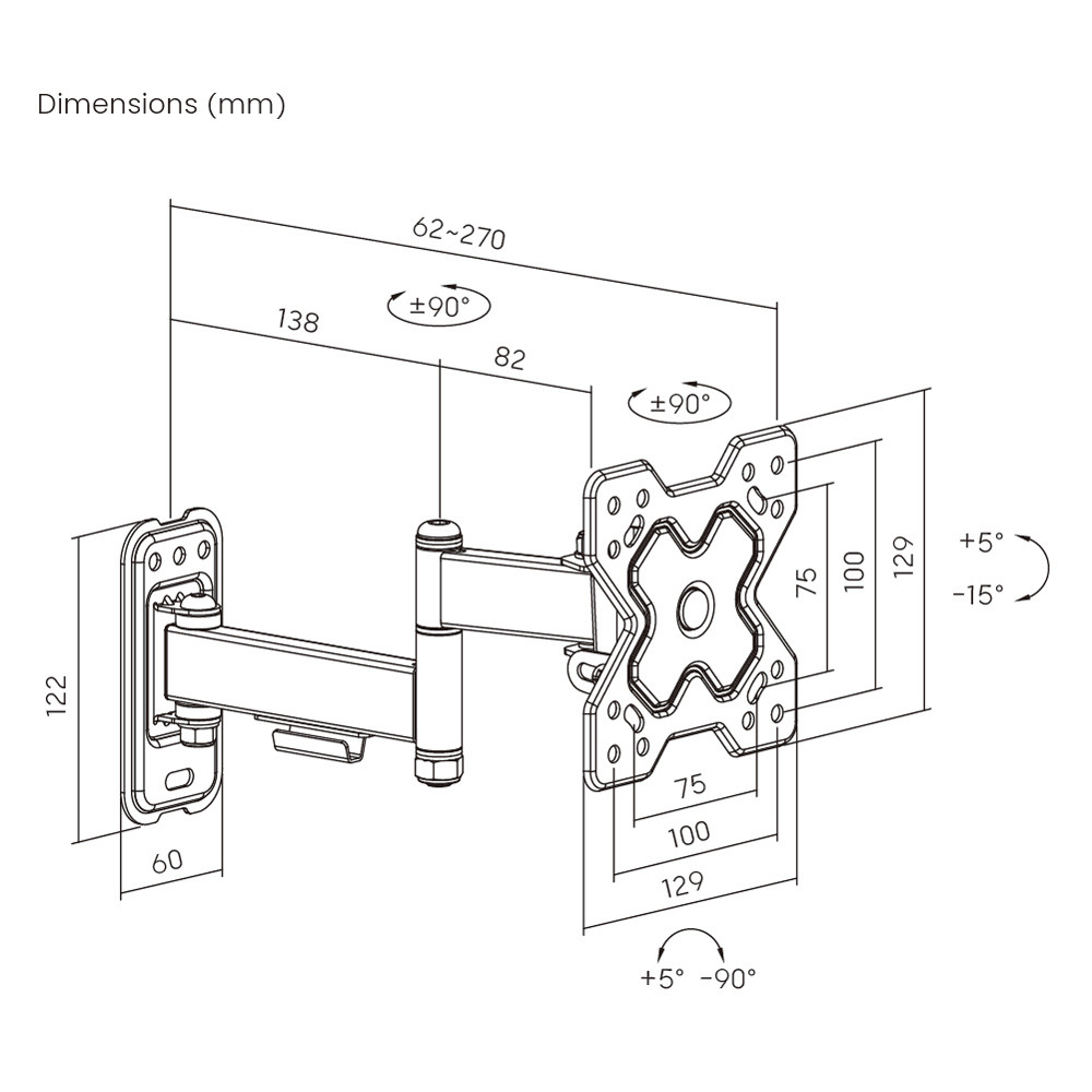 POWERTECH επιτοίχια βάση PT-1278 για τηλεόραση 13-32