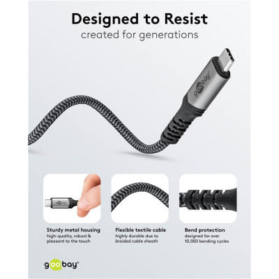 GOOBAY καλώδιο USB-C 74212, USB4, 240W, 40Gbps, 8K/60Hz, 1.5m, γκρι